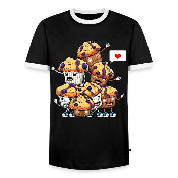 Lustige Blaubeermuffins-dessert-enthusiasten - Männer Kontrast-T-Shirt - Schwarz/Weiß - Vorne - AI Model Female 172 light (172cm) & AI Model Male 178 light (178cm)