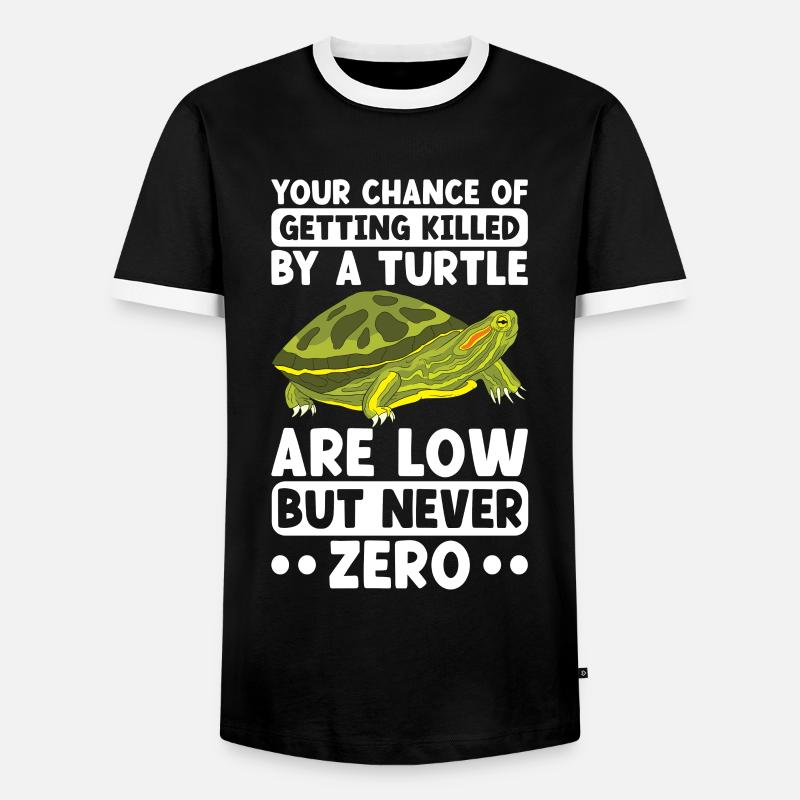 Turtle Red-eared Turtle - Men's Ringer Shirt - black/white