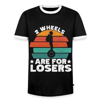 EUC Monowheel - Men's Ringer Shirt - black/white - Front - AI Model Female 172 light (172cm) & AI Model Male 178 light (178cm)