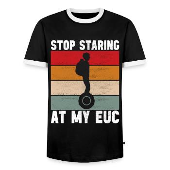 EUC Monowheel - Men's Ringer Shirt - black/white - Front - AI Model Female 172 light (172cm) & AI Model Male 178 light (178cm)