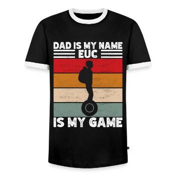 EUC Monowheel - Men's Ringer Shirt - black/white - Front - AI Model Female 172 light (172cm) & AI Model Male 178 light (178cm)
