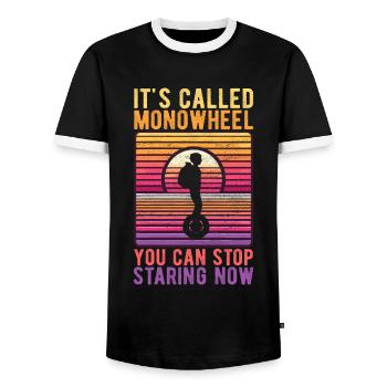 EUC Monowheel - Men's Ringer Shirt - black/white - Front - AI Model Female 172 light (172cm) & AI Model Male 178 light (178cm)