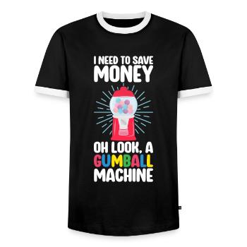 Gumball Machine Kaugummiautomat - Männer Kontrast-T-Shirt - Schwarz/Weiß - Vorne - AI Model Female 172 light (172cm) & AI Model Male 178 light (178cm)