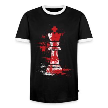 Queen Chess Masterpiece Design - Men's Ringer Shirt - black/white - Front - AI Model Female 172 light (172cm) & AI Model Male 178 light (178cm)