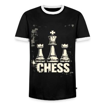 Queen Chess Masterpiece Design - Men's Ringer Shirt - black/white - Front - AI Model Female 172 light (172cm) & AI Model Male 178 light (178cm)