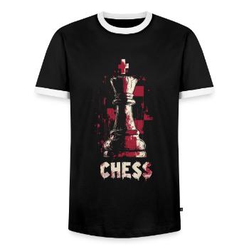 Queen Chess Masterpiece Design - Men's Ringer Shirt - black/white - Front - AI Model Female 172 light (172cm) & AI Model Male 178 light (178cm)