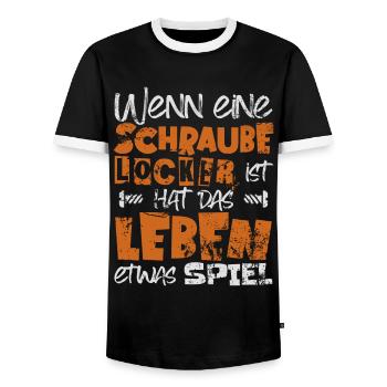 WENN EINE SCHRAUBE LOCKER IST hat das Leben Spiel - Männer Kontrast-T-Shirt - Schwarz/Weiß - Vorne - AI Model Female 172 light (172cm) & AI Model Male 178 light (178cm)