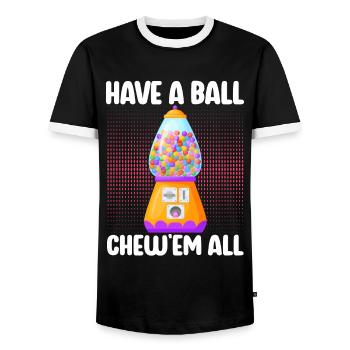 Gumball Machine Kaugummiautomat - Männer Kontrast-T-Shirt - Schwarz/Weiß - Vorne - AI Model Female 172 light (172cm) & AI Model Male 178 light (178cm)