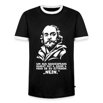 Shakespeares 'Nein'-Zitat – Lustiges Hamlet Quote - Männer Kontrast-T-Shirt - Schwarz/Weiß - Vorne - AI Model Female 172 light (172cm) & AI Model Male 178 light (178cm)
