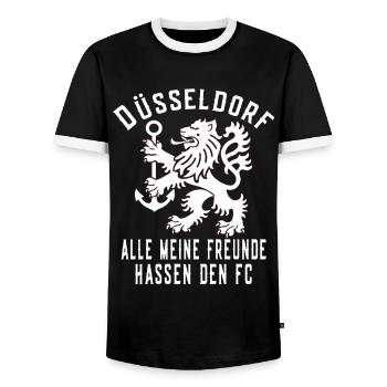 Dusseldorf Lion Anchor All My Friends Hate - Men's Ringer Shirt - black/white - Front - AI Model Female 172 light (172cm) & AI Model Male 178 light (178cm)