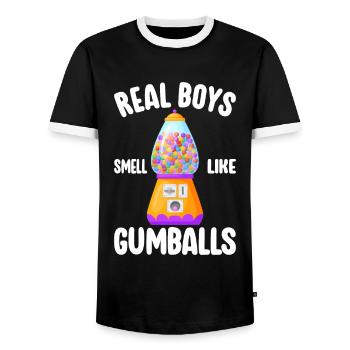 Machine à chewing-gum Machine à chewing-gum - T-shirt contrasté Homme - noir/blanc - Devant - AI Model Female 172 light (172cm) & AI Model Male 178 light (178cm)