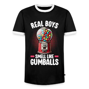 Machine à chewing-gum Machine à chewing-gum - T-shirt contrasté Homme - noir/blanc - Devant - AI Model Female 172 light (172cm) & AI Model Male 178 light (178cm)