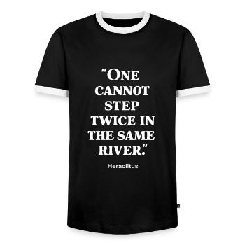 Heraclitus one cannot step twice in the same river - Men's Ringer Shirt - black/white - Front - AI Model Female 172 light (172cm) & AI Model Male 178 light (178cm)