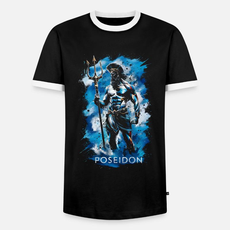 Poseidon Dreizack - Männer Kontrast-T-Shirt - Schwarz/Weiß