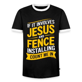 Zauninstallateur Zaunbauer Fence Installer - Männer Kontrast-T-Shirt - Schwarz/Weiß - Vorne - AI Model Female 172 light (172cm) & AI Model Male 178 light (178cm)
