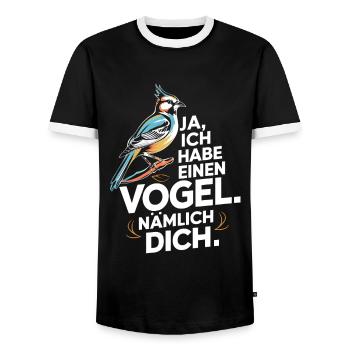 Ja ich habe einen Vogel nämlich dich - Männer Kontrast-T-Shirt - Schwarz/Weiß - Vorne - AI Model Female 172 light (172cm) & AI Model Male 178 light (178cm)