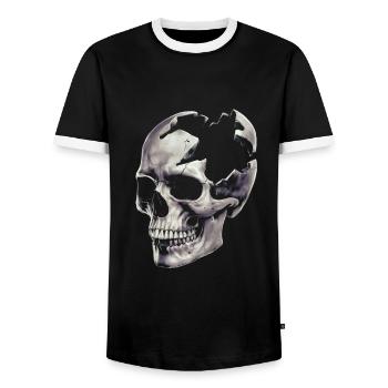 Destroyed skull - Men's Ringer Shirt - black/white - Front - AI Model Female 172 light (172cm) & AI Model Male 178 light (178cm)