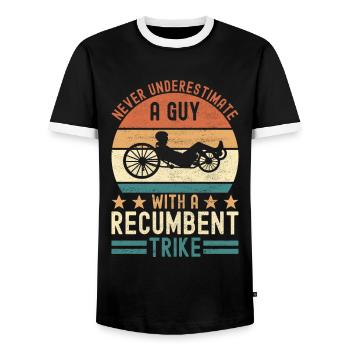 Recumbent Trike Liegetrike Liegedreirad - Men's Ringer Shirt - black/white - Front - AI Model Female 172 light (172cm) & AI Model Male 178 light (178cm)