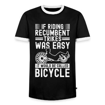 Recumbent Trike Liegetrike Liegedreirad - Men's Ringer Shirt - black/white - Front - AI Model Female 172 light (172cm) & AI Model Male 178 light (178cm)