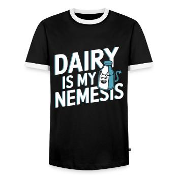 Lactose intolerance Lactose intolerant - Men's Ringer Shirt - black/white - Front - AI Model Female 172 light (172cm) & AI Model Male 178 light (178cm)