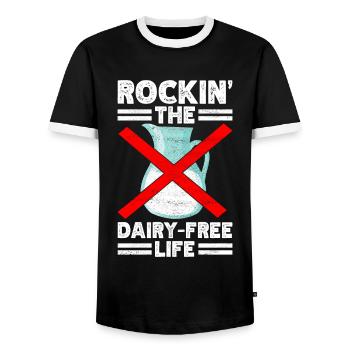 Lactose intolerance Lactose intolerant - Men's Ringer Shirt - black/white - Front - AI Model Female 172 light (172cm) & AI Model Male 178 light (178cm)