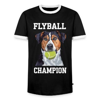 Flyball Dog Sports - Men's Ringer Shirt - black/white - Front - AI Model Female 172 light (172cm) & AI Model Male 178 light (178cm)