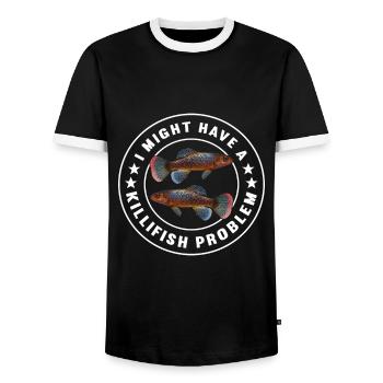 Killifisch Aquarium Amateurs de poissons - T-shirt contrasté Homme - noir/blanc - Devant - AI Model Female 172 light (172cm) & AI Model Male 178 light (178cm)