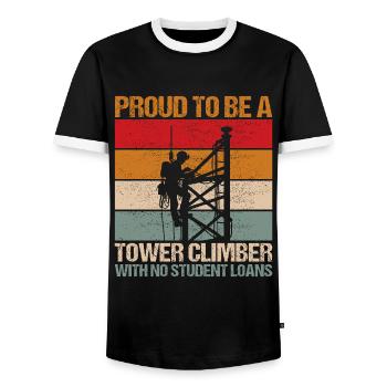 Industrial Climbers Tower Climbers Industrial Climbing - Men's Ringer Shirt - black/white - Front - AI Model Female 172 light (172cm) & AI Model Male 178 light (178cm)