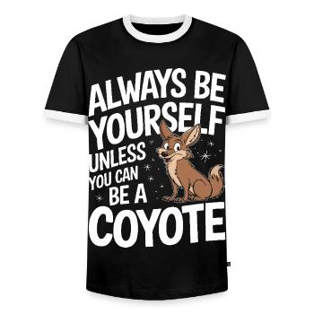 Kojote Tier Lustig - Männer Kontrast-T-Shirt - Schwarz/Weiß - Vorne - AI Model Female 172 light (172cm) & AI Model Male 178 light (178cm)
