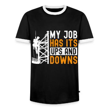 Industrial Climbers Tower Climbers Industrial Climbing - Men's Ringer Shirt - black/white - Front - AI Model Female 172 light (172cm) & AI Model Male 178 light (178cm)