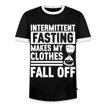 Jeûne intermittent Jeûne intermittent - T-shirt contrasté Homme - noir/blanc - Devant - AI Model Female 172 light (172cm) & AI Model Male 178 light (178cm)