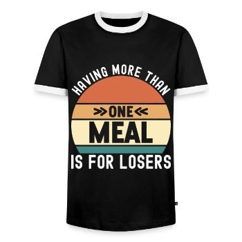 Intermittent fasting Intermittent fasting - Men's Ringer Shirt - black/white - Front - AI Model Female 172 light (172cm) & AI Model Male 178 light (178cm)