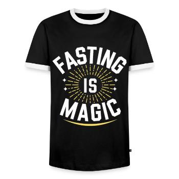 Intermittent fasting Intermittent fasting - Men's Ringer Shirt - black/white - Front - AI Model Female 172 light (172cm) & AI Model Male 178 light (178cm)