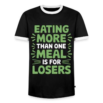 Intermittent fasting Intermittent fasting - Men's Ringer Shirt - black/white - Front - AI Model Female 172 light (172cm) & AI Model Male 178 light (178cm)