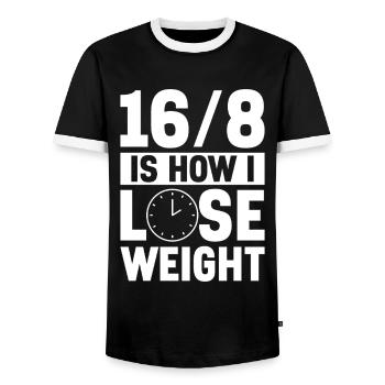 Jeûne intermittent Jeûne intermittent - T-shirt contrasté Homme - noir/blanc - Devant - AI Model Female 172 light (172cm) & AI Model Male 178 light (178cm)