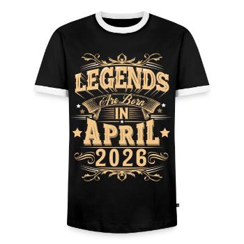 April 2026 birthday legend - Men's Ringer Shirt - black/white - Front - AI Model Female 172 light (172cm) & AI Model Male 178 light (178cm)