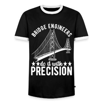 Ingénieur des ponts Construction de ponts - T-shirt contrasté Homme - noir/blanc - Devant - AI Model Female 172 light (172cm) & AI Model Male 178 light (178cm)