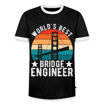 Bridge Engineer Bridge Construction - Men's Ringer Shirt - black/white - Front - AI Model Female 172 light (172cm) & AI Model Male 178 light (178cm)
