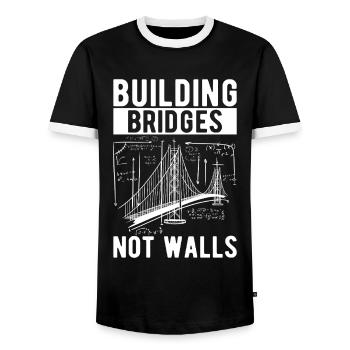 Bridge Engineer Bridge Construction - Men's Ringer Shirt - black/white - Front - AI Model Female 172 light (172cm) & AI Model Male 178 light (178cm)