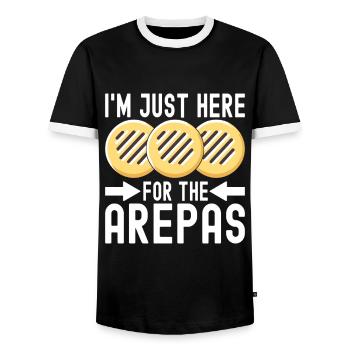Venezuelan Arepas - Men's Ringer Shirt - black/white - Front - AI Model Female 172 light (172cm) & AI Model Male 178 light (178cm)