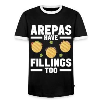 Venezolanische Arepas - Männer Kontrast-T-Shirt - Schwarz/Weiß - Vorne - AI Model Female 172 light (172cm) & AI Model Male 178 light (178cm)