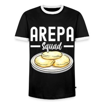 Arepas vénézuélienne - T-shirt contrasté Homme - noir/blanc - Devant - AI Model Female 172 light (172cm) & AI Model Male 178 light (178cm)