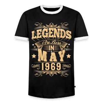 Légende de l’anniversaire de mai 1969 - T-shirt contrasté Homme - noir/blanc - Devant - AI Model Female 172 light (172cm) & AI Model Male 178 light (178cm)