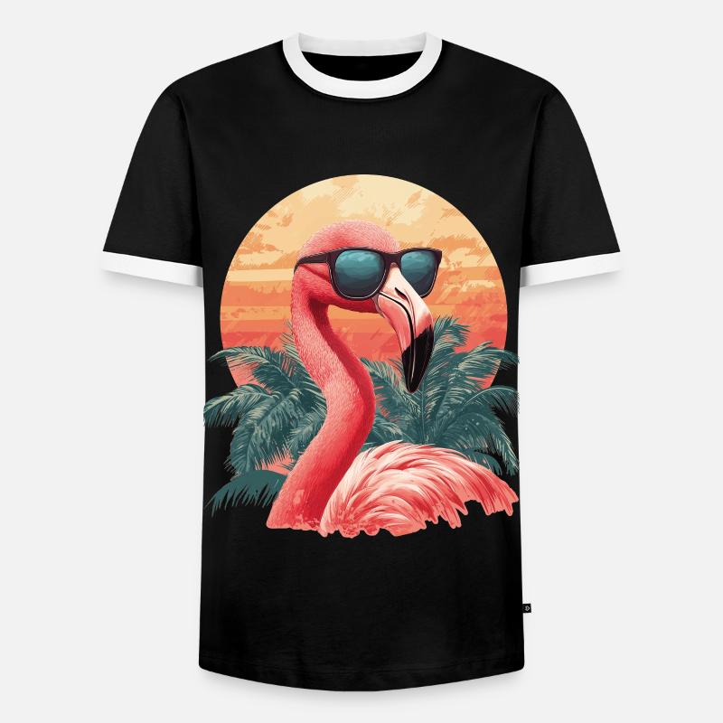 Flamingo - Männer Kontrast-T-Shirt - Schwarz/Weiß