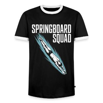 Kunstspringen Turmspringer Sprungbrett - Männer Kontrast-T-Shirt - Schwarz/Weiß - Vorne - AI Model Female 172 light (172cm) & AI Model Male 178 light (178cm)