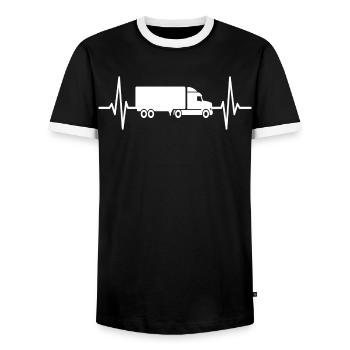 Truck Heartbeat Truck Driver Truck - Men's Ringer Shirt - black/white - Front - AI Model Female 172 light (172cm) & AI Model Male 178 light (178cm)