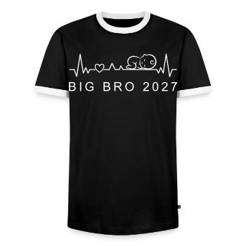 Big Bro 2027 Baby Heartbeat Pregnancy Announcement - Men's Ringer Shirt - black/white - Front - AI Model Female 172 light (172cm) & AI Model Male 178 light (178cm)