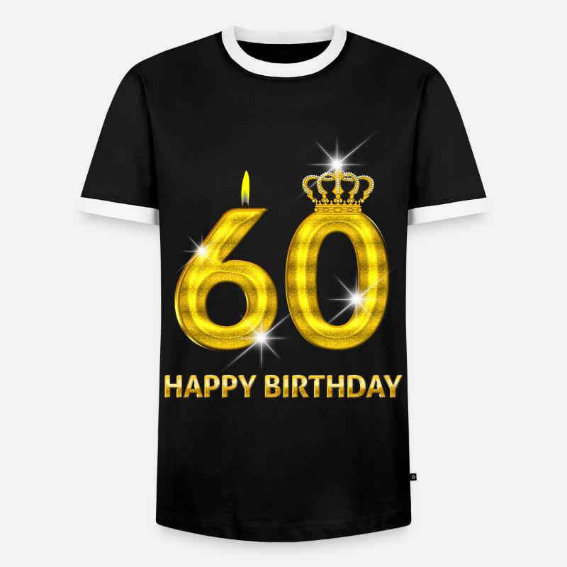 60 - oro numero buon compleanno - compleanno- - Maglietta Contrast da uomo - nero/bianco