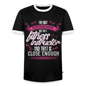 Fitness Instructor - EN - T-shirt contrasté Homme - noir/blanc - Devant - AI Model Female 172 light (172cm) & AI Model Male 178 light (178cm)