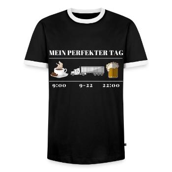 Chauffeur de camion chauffeur de camion Day My Perfect - T-shirt contrasté Homme - noir/blanc - Devant - AI Model Female 172 light (172cm) & AI Model Male 178 light (178cm)